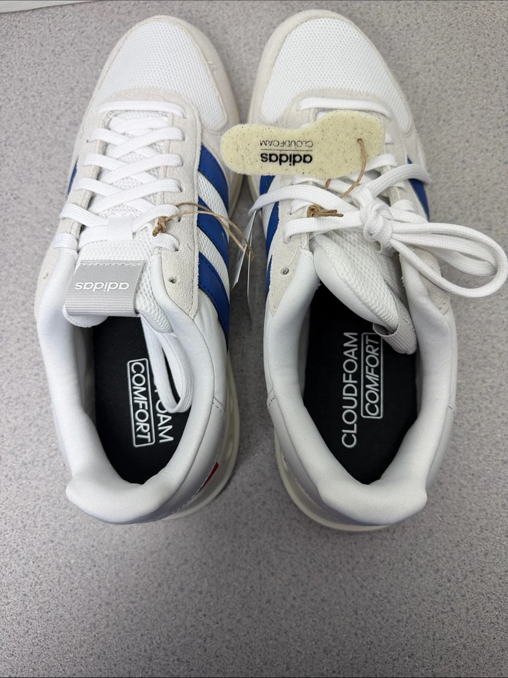adidas White and Blue Men’s Low-Top Athletic Sneakers